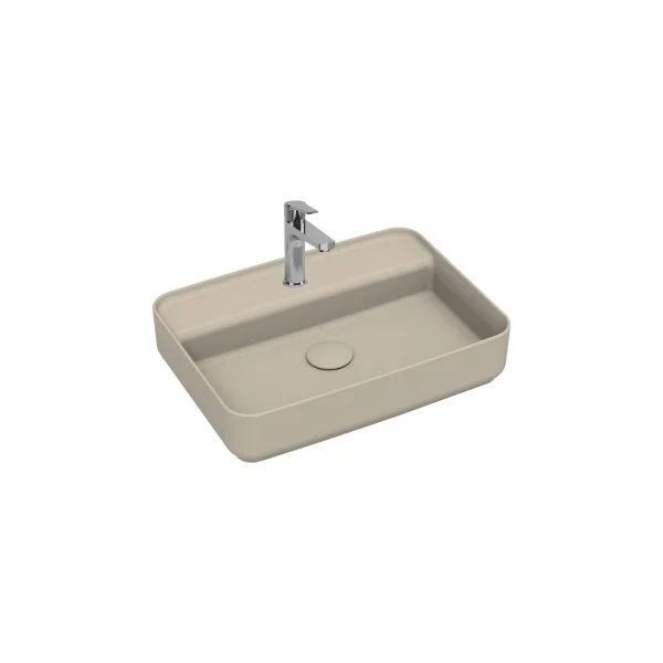 Infinity Tezgah Üstü Lavabo 55 cm Batarya Delikli Fildişi